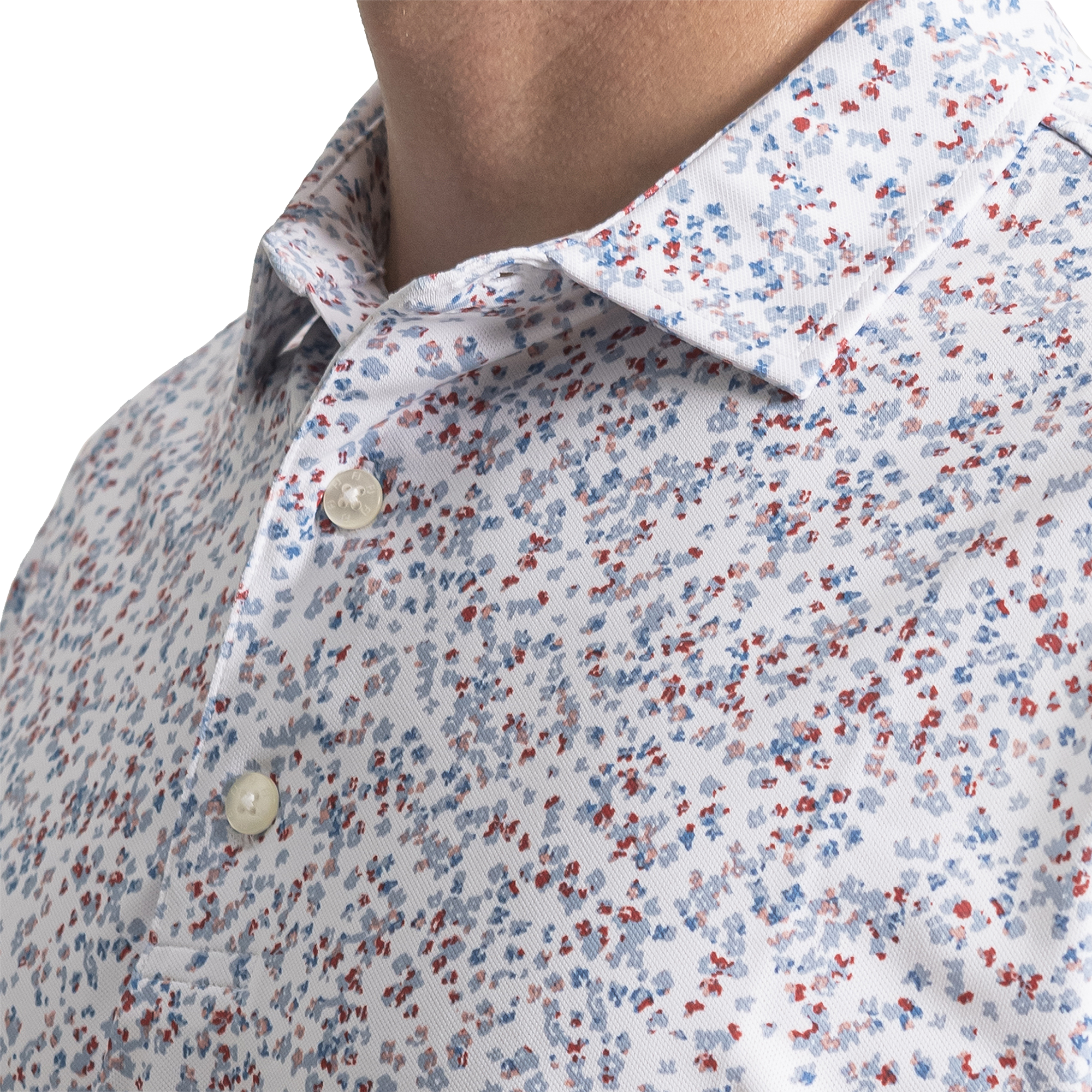 Watercolor Floral Print Pique Self Collar