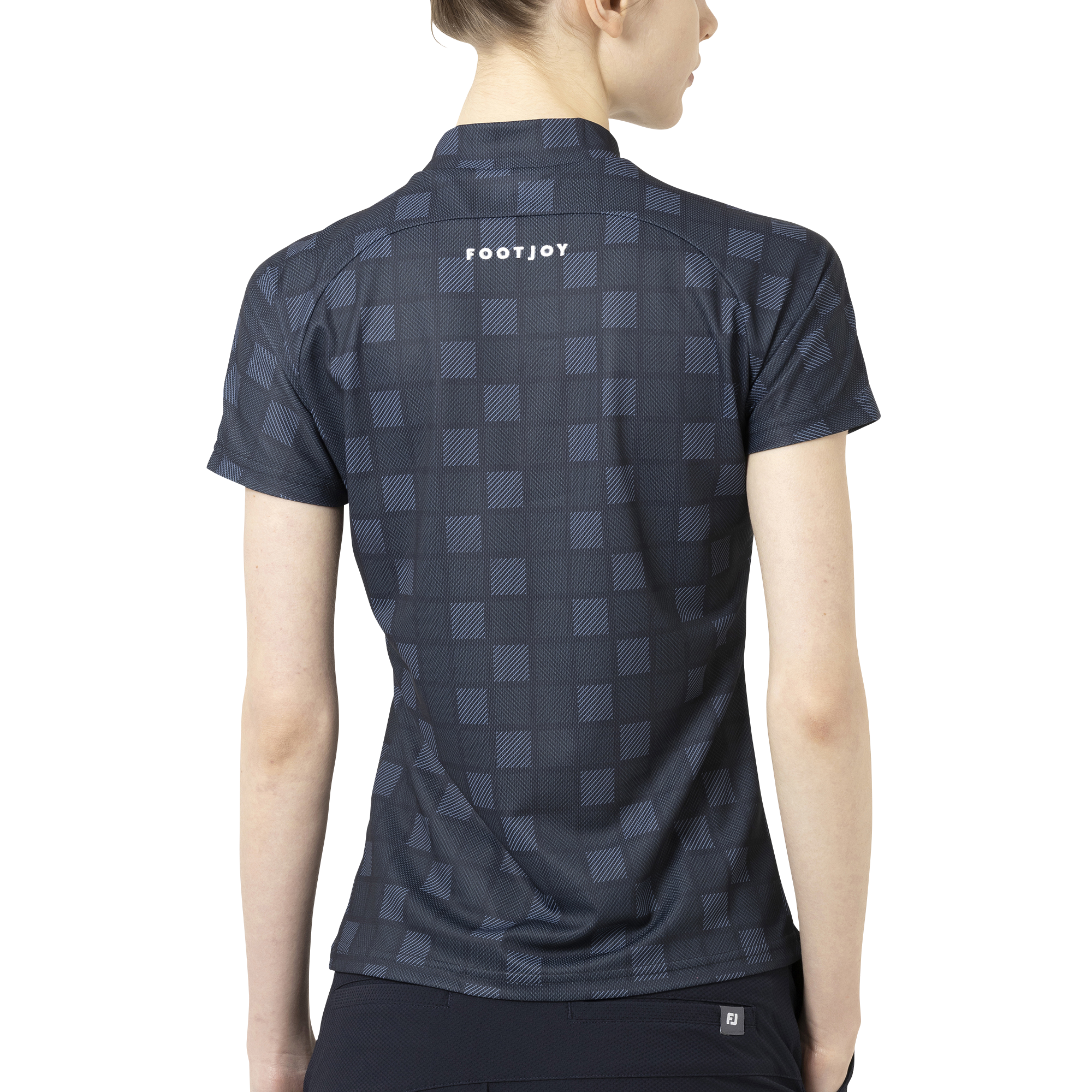 Short Sleeve Print Mock Neck Shirts Women