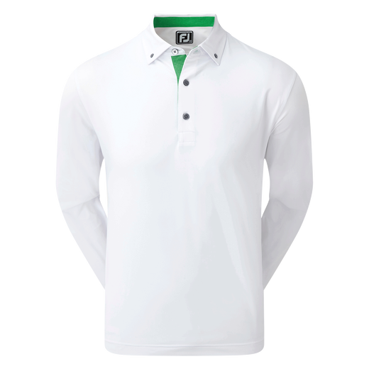 Houndstooth Print Trim Long Sleeved Stretch Lisle