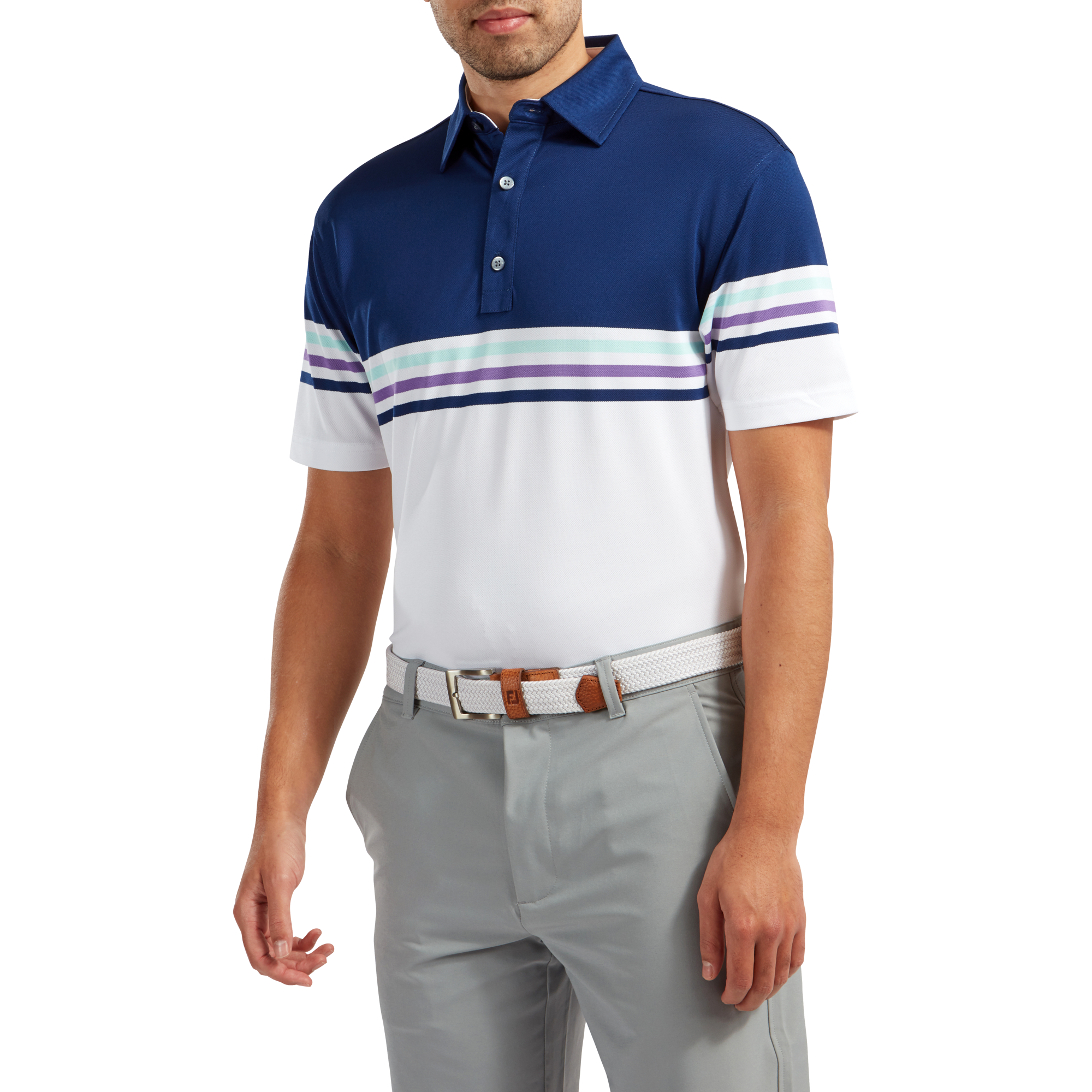 Stretch Pique Colour Block