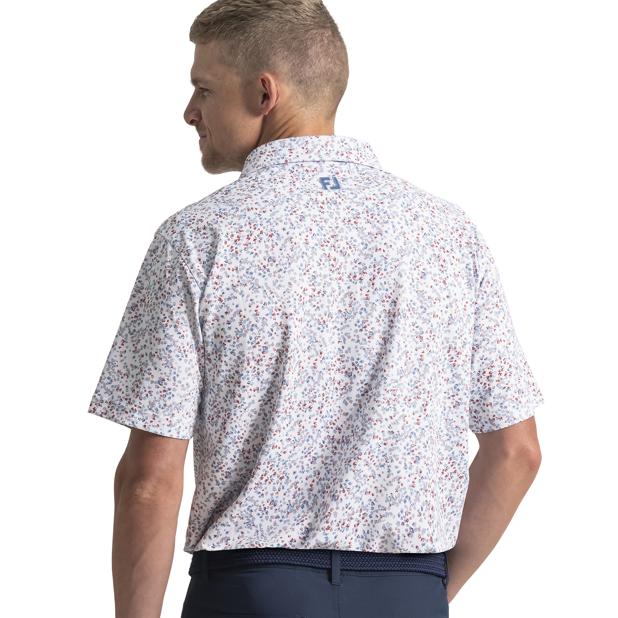 Watercolor Floral Print Pique Self Collar