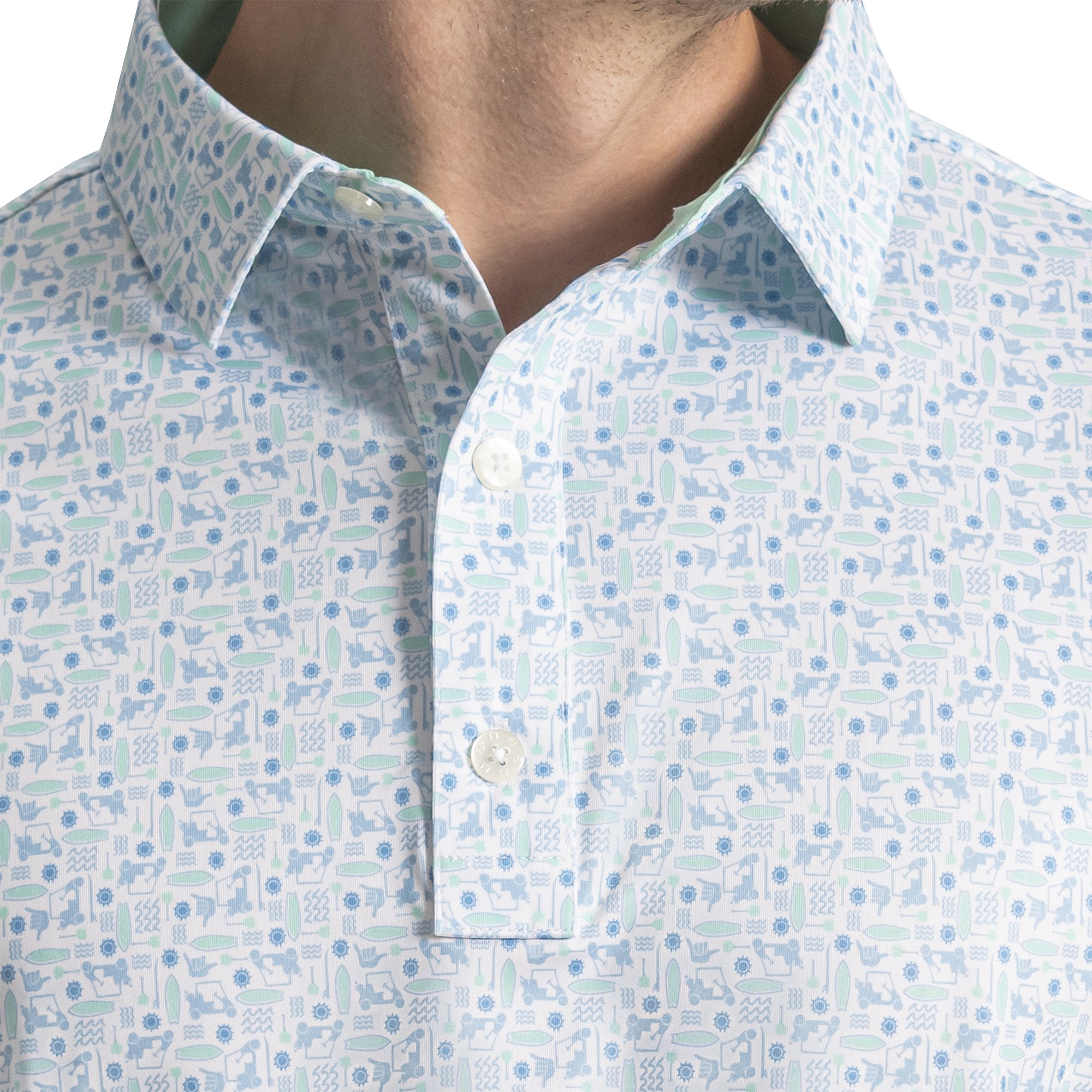 Surfs Up Print Lisle Self Collar