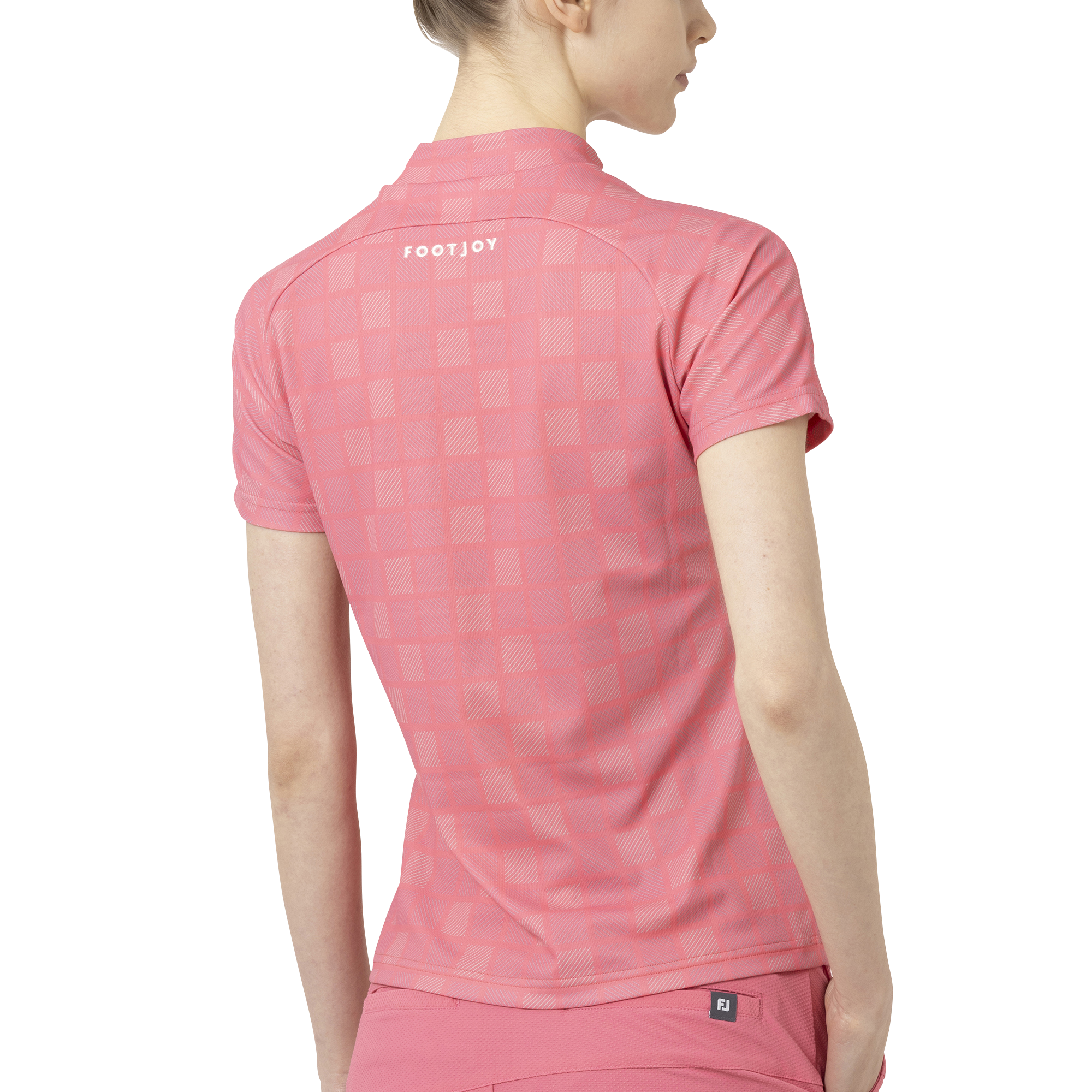 Short Sleeve Print Mock Neck Shirts Women